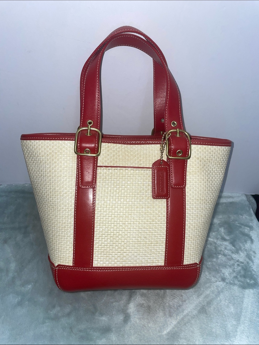 Vintage Coach ‘Hampton’ Straw Small Tote